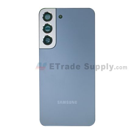 For Samsung Galaxy S22 Battery Door Replacement - Blue - With Logo - Grade R
