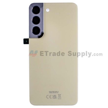 For Samsung Galaxy S22 Battery Door Replacement - Yellow - With Logo - Grade R